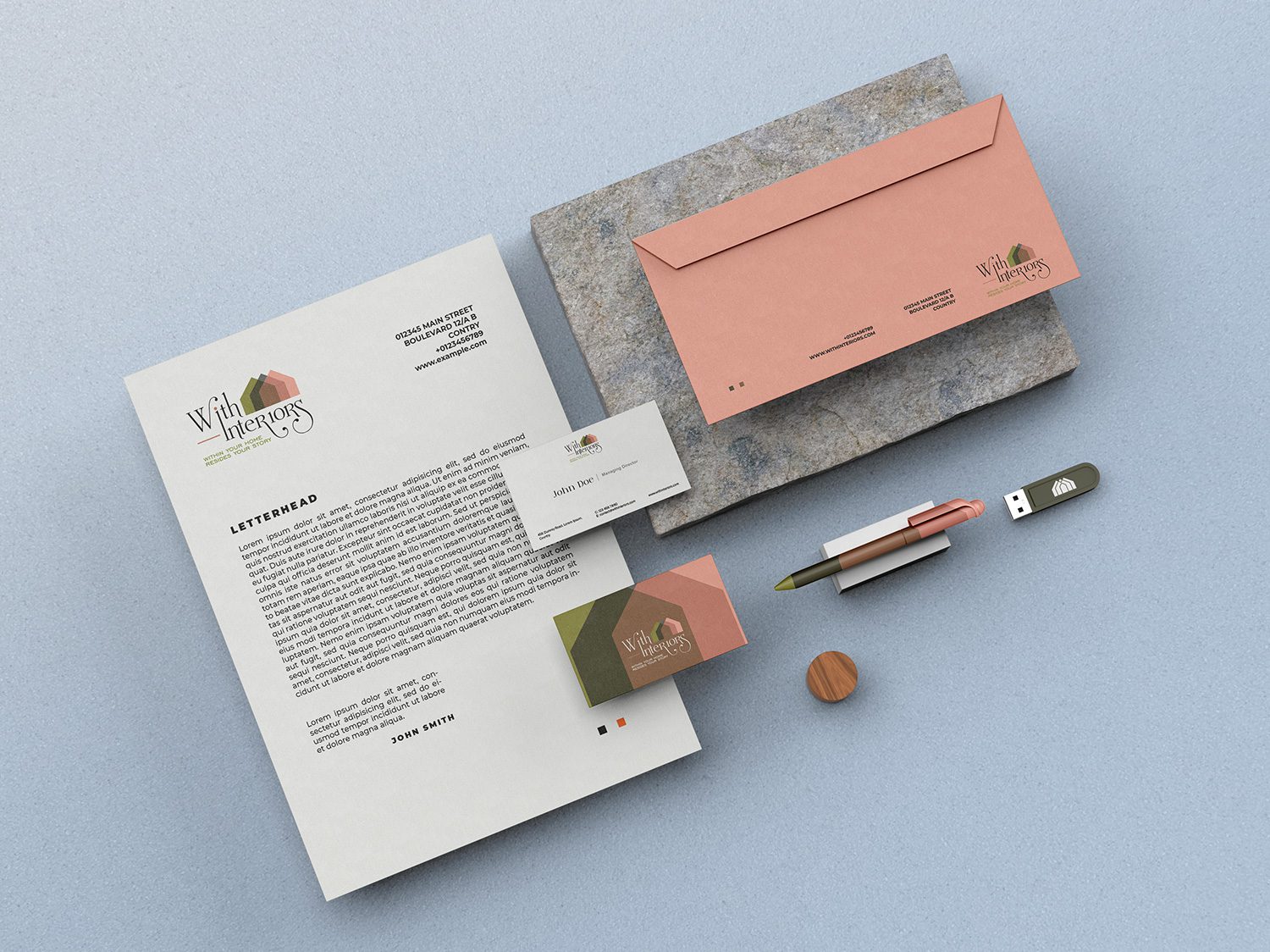 With Interiors Stationery